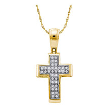 10kt Yellow Gold Womens Round Diamond Cross Religious Pendant 1/10 Cttw - £169.31 GBP