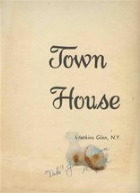 Town House Menu Watkins Glen New York 1950&#39;s Fyfe and Drum Beer Sticker  - £37.98 GBP