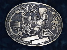 Steam Locomotive Solid Brass Belt Buckle Award Design Medals 3 5/8&quot; X 2 3/4&quot; - £15.17 GBP