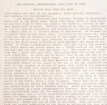 1912 Ola Guthrie Murder Georgetown Idaho Journalist Draft Local Crime DWJJ5 - $39.99