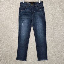 Democracy Jeans Womens 2 Blue Ab Technology Tapered Stretch Distressed R... - $31.15