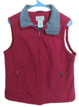 Women&#39;s Medium L.L. Bean Brick Red Fleece Lined Vest Side Slash Pockets Full Zip - £16.14 GBP