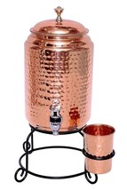 Utensils Hammered Copper Water Dispenser Pot Water Tank (Matka) Leak Proof 5 Ltr - £69.82 GBP
