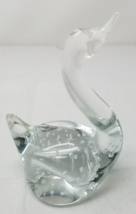 Bubble Glass Swan Figurine Handmade Beak Up Vintage 1980s - $15.15