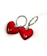 Red Glass Heart Earrings Crystal Earrings Heart Drop Earrings Valentine ... - $24.33 CAD