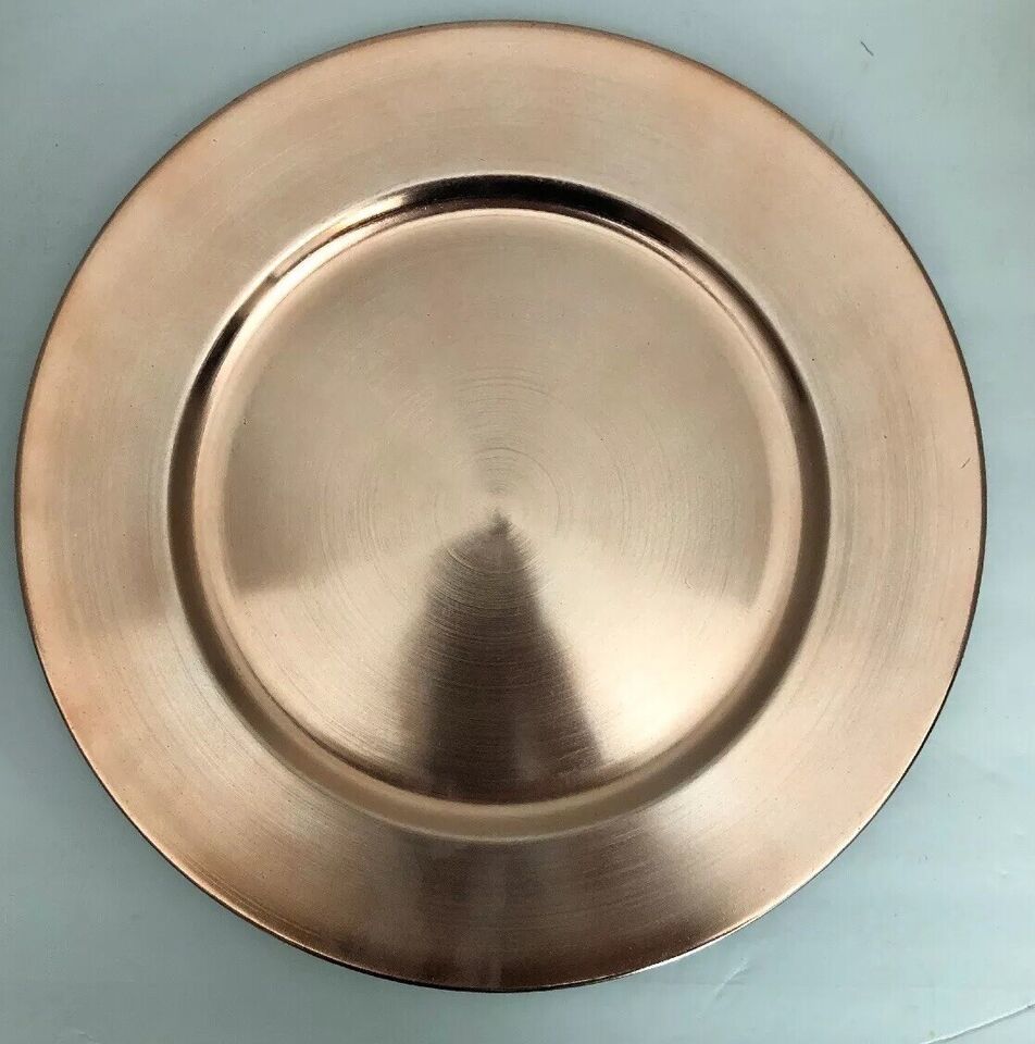 Rose Gold Metallic 13” Charger Plates-Set of 2-Made of Thick Plastic-NEW-SHIP24H