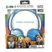 Altec Lansing 2-in-1 Bluetooth &amp; Wired Kid-Safe Headphones Kid Safe Volume Blue - £13.54 GBP