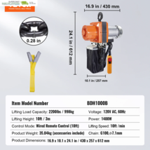 VEVOR 330-2200LBS Electric Wire Rope Hoist Load Capacity Crane Electric ... - $692.05
