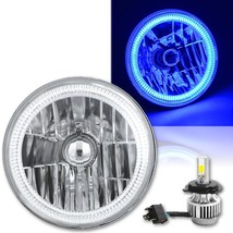 7&quot; Motorcycle Blue COB Halo H4 6K 6000K Light Bulb LED Headlight: Harley - £78.41 GBP