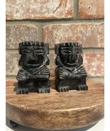 Vintage Hand Carved Grey Marble Inca Mayan Tiki Totem Bookends- Set - $10.39