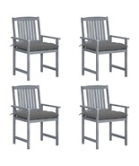 vidaXL Gray Wash Acacia Wood Patio Chair Set of Four Wicker Stackable Fu... - $8,694.99 MXN