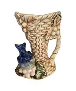 Vintage Norleans Japan Bluebird Basket Weave Bud Vase Grapes Ceramic Cot... - $21.60