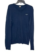 Hollister Men&#39;s Sweater Long Sleeve Logo Pullover V-Neck Navy Blue Size ... - £15.47 GBP