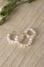 Natural pearl hoop ring and earring set - £15.73 GBP