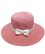 Janie and Jack Courtside Prep Pink Straw Sun Hat W/ White Bow For Girls ... - $32.12 CAD