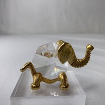 VTG 1982 Art Glass Crystal w/Goldtone Extremities Elephant Figurine Miniature - £22.15 GBP
