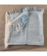 VTG Blue UP SCALE ACRYLIC BABY BLANKET 100% ACRYLIC Neutral 37x37” FRING... - $24.49