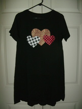 NEW Womens Leopard &amp; Buffalo Plaid Hearts Graphic T-shirt Dress sz M/L b... - £9.46 GBP