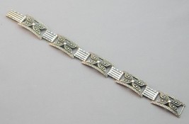 EARLY Sterling Pierced Beaded Mexico Link Bracelet 7.5&quot; - £72.10 GBP