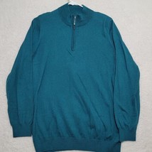 LL Bean Men&#39;s Sweater Size XL Tall Quarter Zip Pullover Blue Cotton &amp; Ca... - $33.87