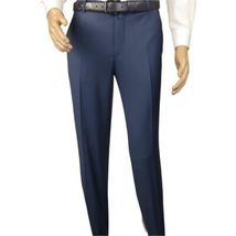 Men's MONO Turkey Slacks 100% Wool Plain Front Regular Fit 2501-24 Mid Blue image 7