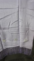 &quot;&quot;LAVENDER WITH FRINGE &amp; EMBROIDERED FLOWERS&quot;&quot; - SILK SCARF - NEW IN BOX... - $12.89