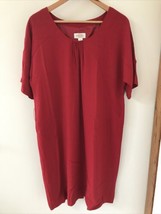 Talbots Lagenlook Red Wool Blend 3/4 Sleeve Midi Shift Sheath Shirt Dres... - £64.09 GBP