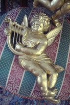 Syroco pair of music cherubs playing instruments ORIGINAL wall decor - £98.90 GBP