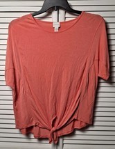 Chico&#39;s Blouse Womens Size 0 Rose Colores Tie-Front U-Neck Short Sleeve ... - $13.99