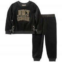 Juicy Couture Black Velour Sweatshirt &amp; Jogger Pant Set (Little Girls) Black (6) - £71.18 GBP