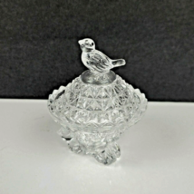 Vintage Hofbauer Byrdes Clear Crystal Round Footed Trinket Box With Lid 3&quot; - £15.09 GBP