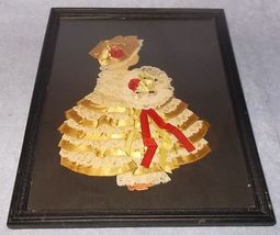 Antique Framed Under Glass Fashion Wall Art Applied Lace Ribbon to Paper Girl  - £39.92 GBP