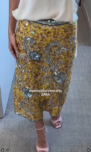 ZARA BNWT 2025. YELLOW GOLD EMBROIDERED BEADED SKIRT LIMITED EDITION. 13... - $323.38