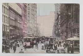 NYC Broadway NY Famous Street Streetcars Trolley People Colored Postcard S17 - £11.81 GBP