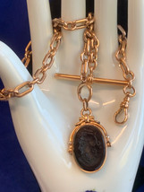 14K Rose Gold Antique Pocket Watch Fob Vest Chain 50.5g Jewelry Carved Pendant - £3,323.68 GBP