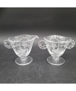 Vintage c.1940s Fostoria “Mayflower” Etched Clear Glass Creamer &amp; Sugar Set - $16.23 CAD