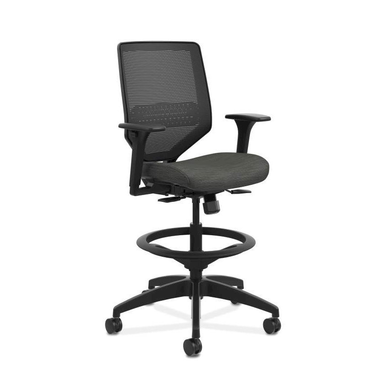 HON Solve Mid-Back Task Stool | Black Knit Mesh Back | Adjustable... - $582.99