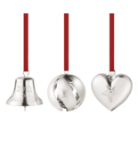 2021 Georg Jensen Christmas Holiday Ornament Set 3pc Bell, Ball &amp; Heart ... - £61.37 GBP