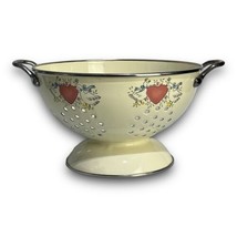 Vintage Enamel Hearts &amp; Geese Farm Country Mother Goose White Duck Colander 8.5&quot; - £25.70 GBP