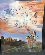 NOS Vintage Poster Native American Art Print by HW Hoag Wall Horses 16”x20”  - £10.90 GBP