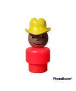 Vintage Fisher Price Little People FARMER COWBOY in RED Wooden African A... - €12,67 EUR