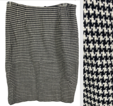 Talbots Skirt 6P Black White Houndstooth Wool Pencil Vintage Preppy Old ... - $756.31 MXN