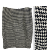 Talbots Skirt 6P Black White Houndstooth Wool Pencil Vintage Preppy Old ... - $54.33 CAD