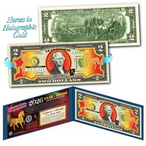 2026 CNY Chinese Lunar New Year US $2 BILL GOLD HOLOGRAM YEAR OF THE HOR... - $15.95