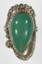 Beau Navajo Vert Turquoise Bague Sterling Sz 6.75 - $110.20