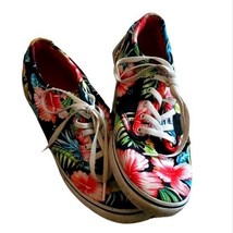 Vans Sneakers Shoes Hawaiian Tropical Black Floral Print Women Size 7.5 ... - £29.27 GBP