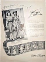 Cohama Fabric Rayon Feather Fannel in your cap-1940 Vintage Print Ad - $11.93 CAD
