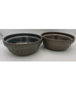 LOT OF 2 Vintage Nesting Stoneware Picket Fence Patterned Soup Bowls 7&quot; ... - $115.07 CAD