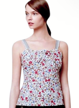 Anthropologie Bouquet Tank Medium 6 8 Cami Cool Floral Breathable Striped Straps - £32.91 GBP