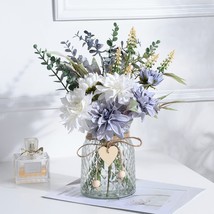 Cozzi Codi Fake Flowers With Vase, Artificial Blue Flowers In Vase, Table - £32.75 GBP